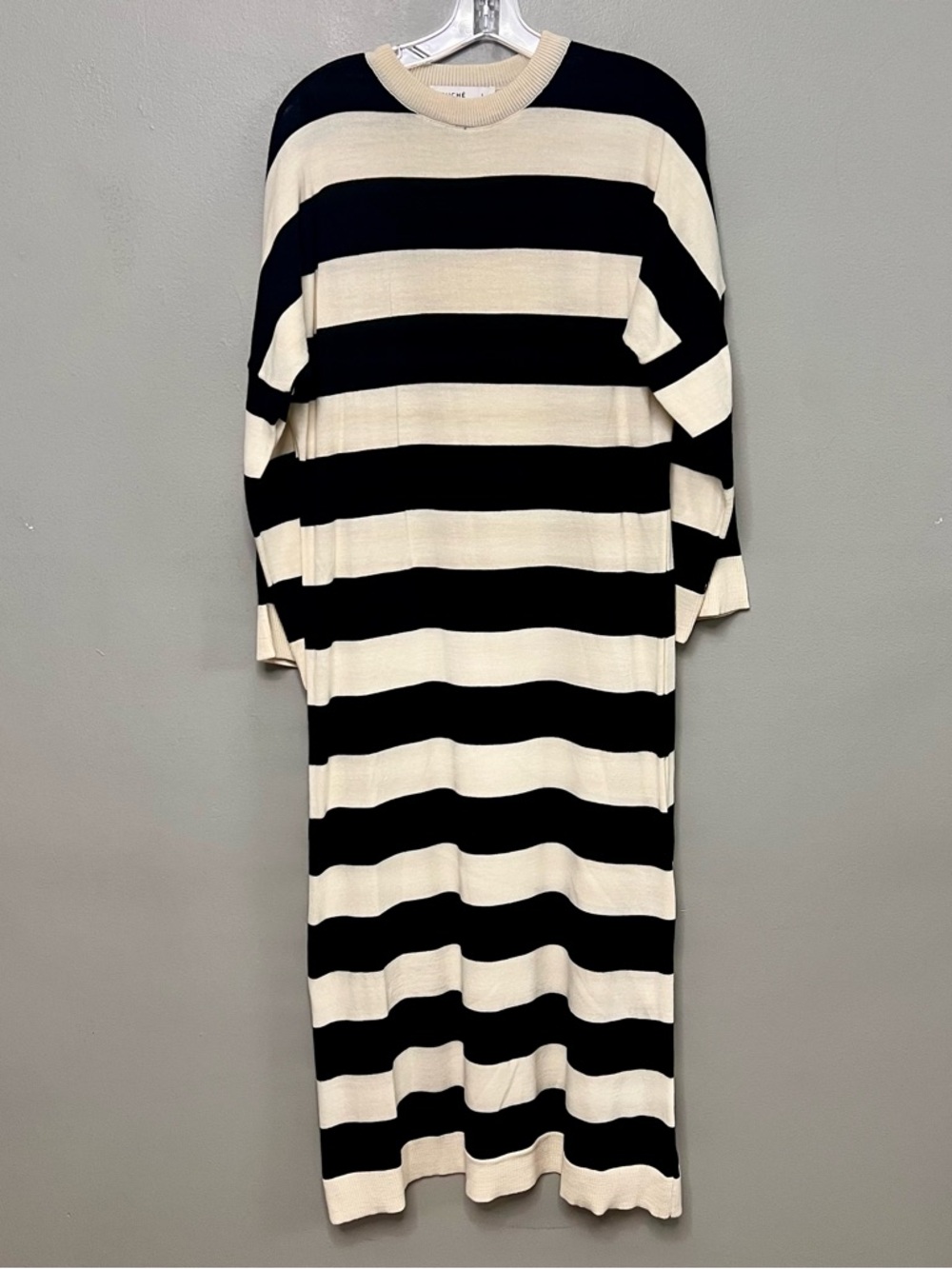 NWOT Touché Prive Striped Oversize Knit Dress W/ Long Sleeves Size Small